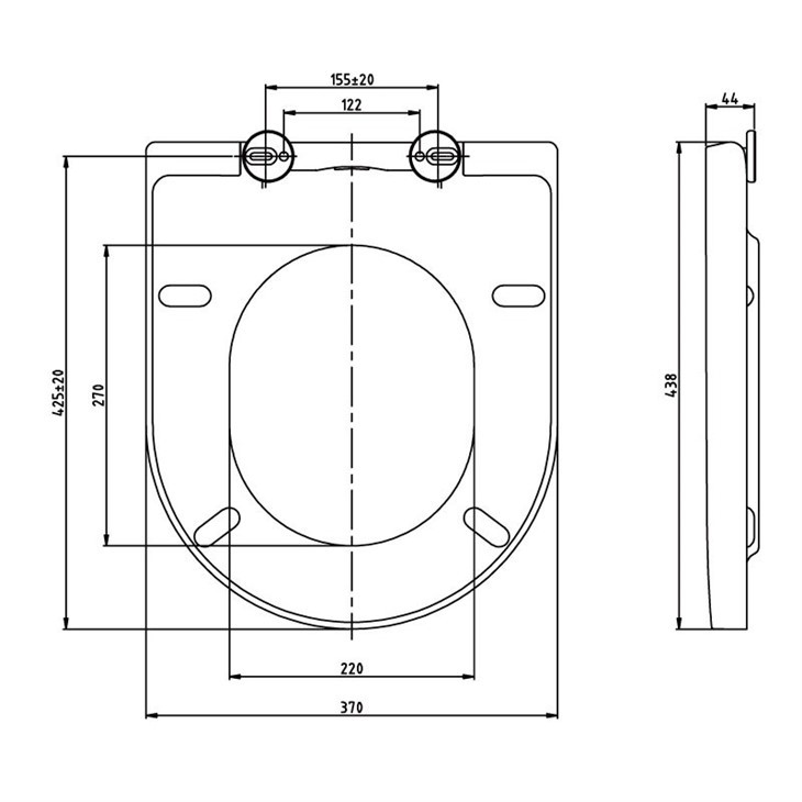 d shaped toilet seat top fix hinges